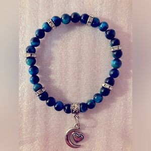 Bracelet crystal blue tigers eye blue agate